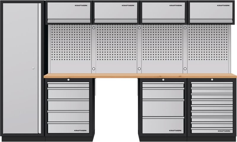 Mobilio 5er Komplett-Kombi mit Lochwand, Buche Multiplex