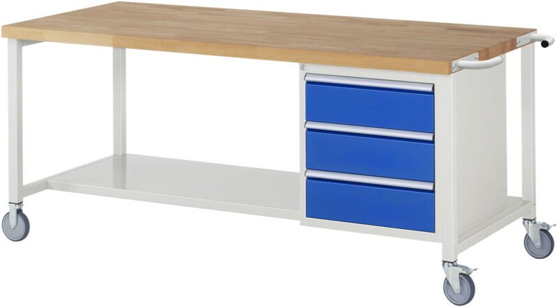 Fahrbare Werkbank 8157, B2000xT900xH880mm, 3x Schublade-TA - RAU