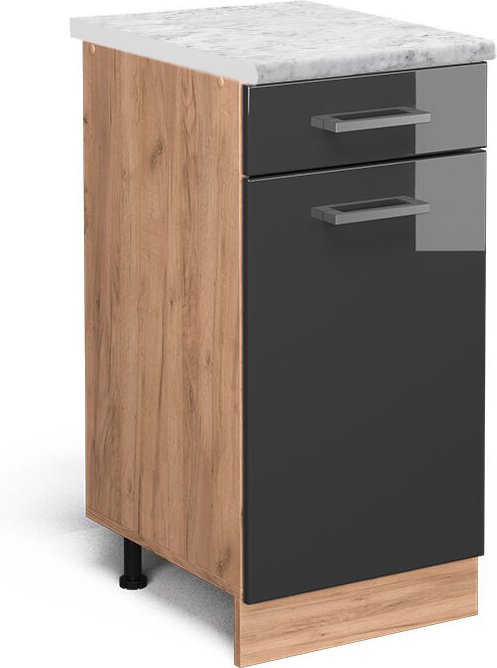 Vicco - Küchenunterschrank R-Line, Anthrazit Hochglanz, 40 cm ap Marmor