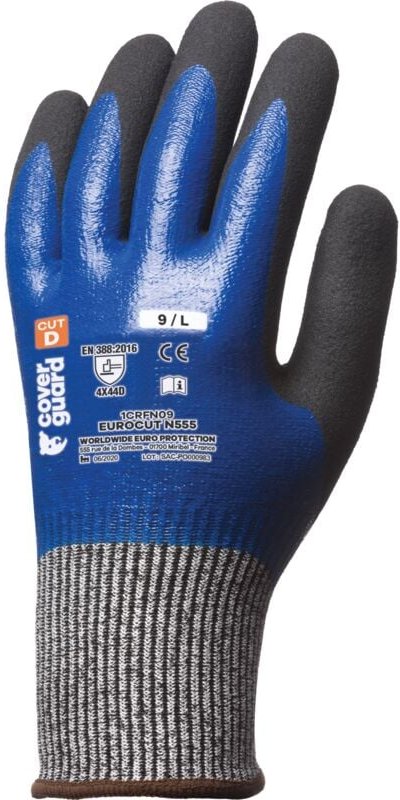 Satz mit 5 Paar Schnittschutzhandschuhen mit doppelter Beschichtung EUROCUT N555 Größe 11