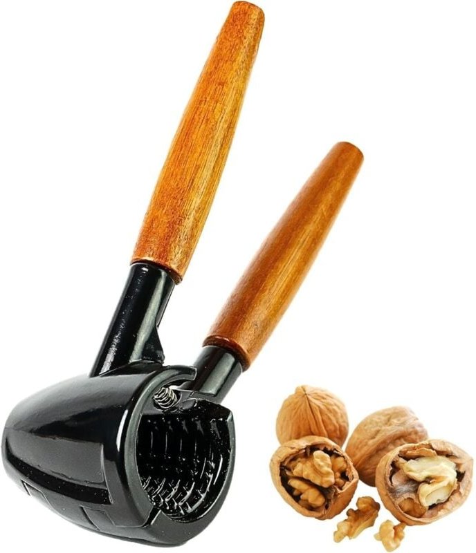 Jalleria - Nussknacker mit schlankem Holzgriff – Walnuss-Nussknacker – bruchsicherer Nussknacker – einfache Kraftübertra...