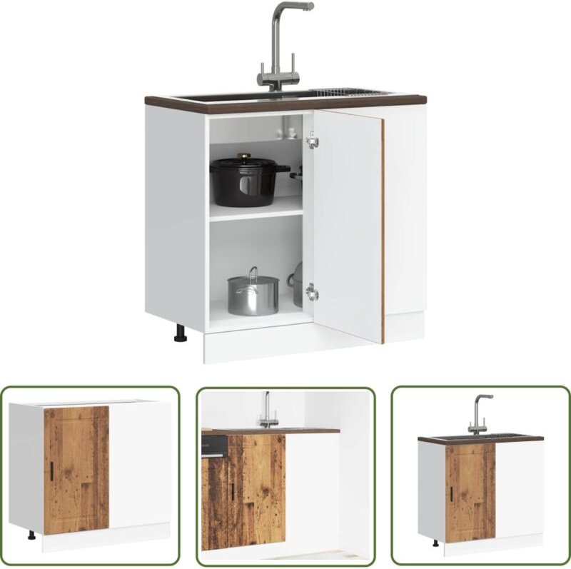 The Living Store - vidaXL Küchenunterschrank Porto Altholz-Optik Holzwerkstoff