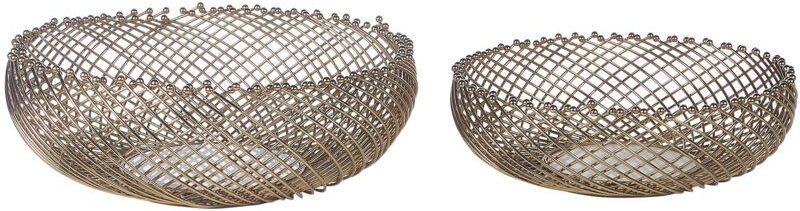 Beliani - Dekoschüssel 2er Set Gold Eisen und Marmor Rund Modern Glamourös Wohnaccessoires Wohnzimmer Schlafzimmer Flur ...