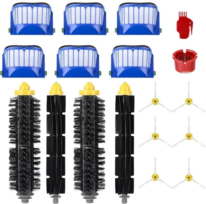 Ersatzzubehör für die Serien iRobot Roomb 600, 650, 660, 670, 675, 676, 677, 680, 681, 692, 694, 697 und 698: 4 Hauptbür...