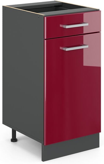 Vicco - Küchenunterschrank R-Line, Bordeaux Hochglanz, 40 cm ohne Arbeitsplatte