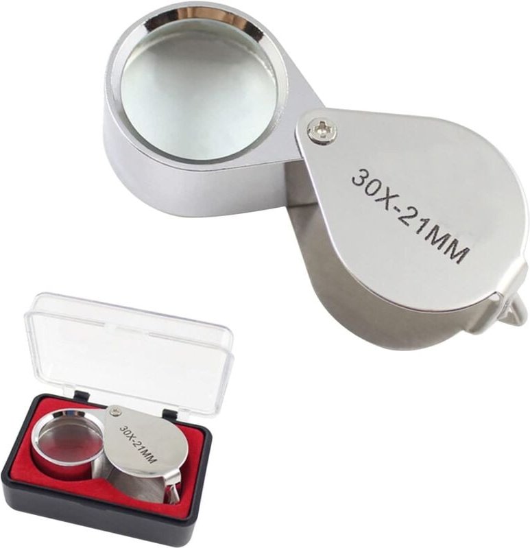 30 x 21 mm Lupe, faltbare Lupe, Juwelierlupe, 30-fache Taschenlupe, tragbare Juwelierlupe, Uhrmacherlupe, Taschenlupe fü...