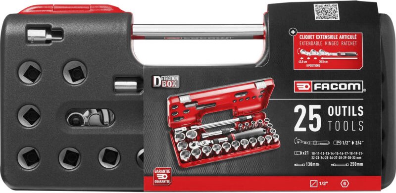 Steckschlüsselsatz metrisch 1/2' (12.5 mm) 25teilig SXL.DBOX3PB - Facom