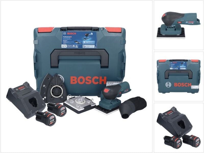 Bosch gss 12V-13 Professional Akku Schwingschleifer 12 v + 2x Akku 3,0 Ah + Ladegerät + l-boxx