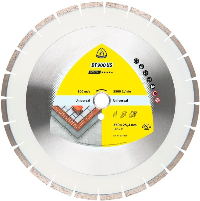 Klingspor DT 900 US Diamanttrennscheiben, 350 x 3 x 25,4 mm 24 Segmente 40 x 3 x 10 mm, Engverzahnt