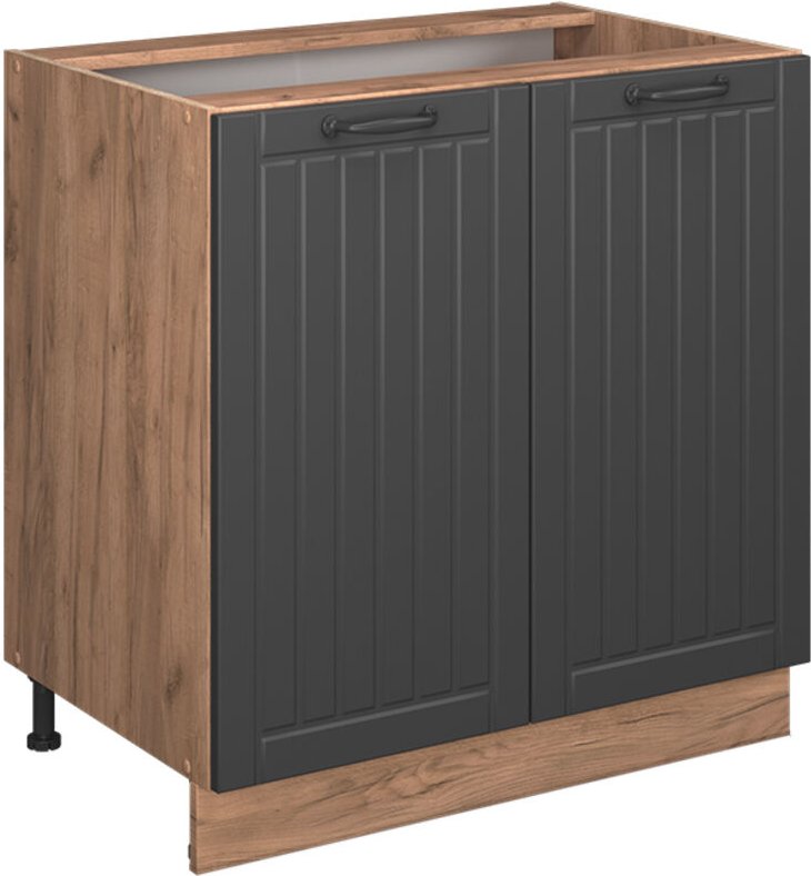 Küchenunterschrank Fame-Line, Dunkelgrau, 80 cm mit Regal, AP Marmor, Vicco