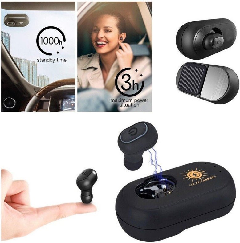 Trade Shop Traesio - Trade Shop - bluetooth-kopfhörer mit solar-ladebasis für das auto-solarpanel -