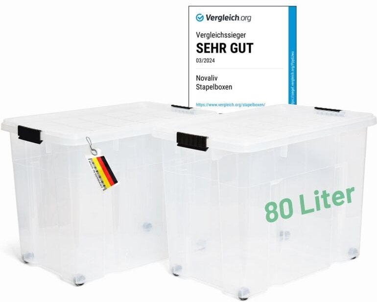 Novaliv - 2x Aufbewahrungsbox 2x Aufbewahrungsbox, 2x Deckel, 8x Rollen