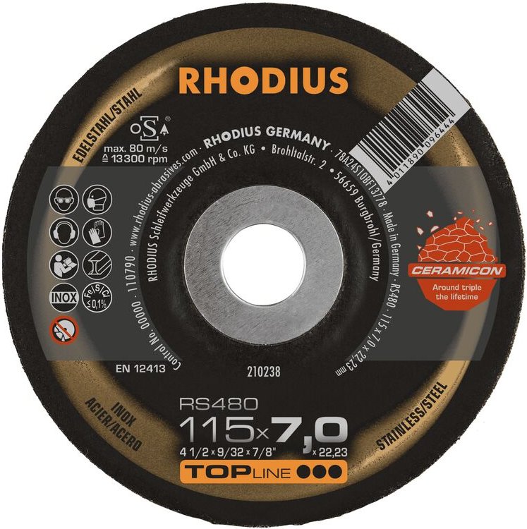 Thumbnail - RHODIUS RS480, 25 Stück, 115 x 7,0 mm, Schruppscheibe