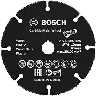 Bosch - Professional 260925C125 Disc De Cutting Carbide Multi Wheel For Wood With Nails, Plastic, Drywall, Copper Pipes,...