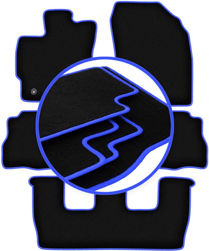 CARLUX-BLUE Auto-Fußmatten für: Toyota Prius III Plus 7 Personen (2011-)