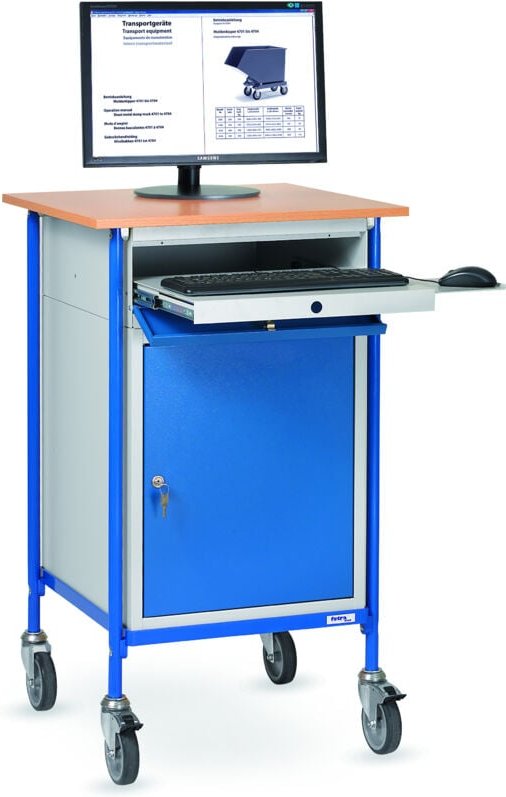 Fetra Rollpult mit waagerechter Schreibfläche und Stahlschrank