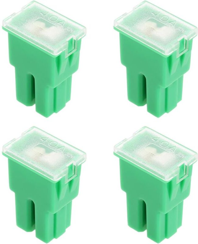 4 Stück Sicherungsklemmengehäuse, 32 V, 40 A, Stecksicherung zum Ersetzen von Patronensicherungen in Autos und LKWs (Grü...