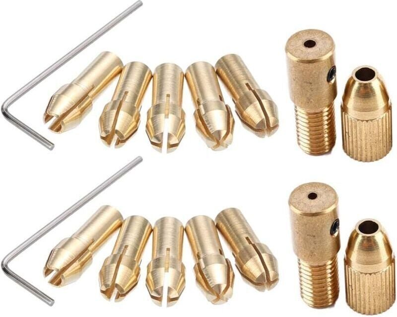 Thumbnail - 14 Mini-Lamellen-Portabrocas für elektrisches Bohren, Sujego-Portabrocas von 0,5–3 mm mit Inbusschlüssel (2,35–3,17 mm) ...