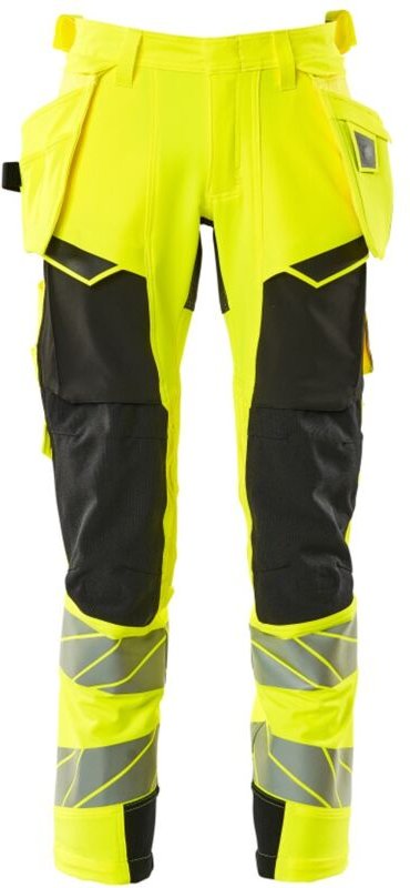 Warn-Stretchhose mit Hängetaschen 19031-711 Gr. 51K hi-vis gelb/schwarz - Mascot