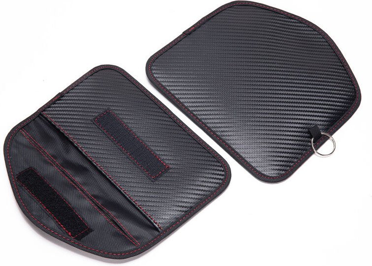 Stück Anti-RFID-Hülle, Anti-RFID-Tasche, Signalblockierende Taschen für Autoschlüssel aus Kohlefaser, Schwarz - Lntyq