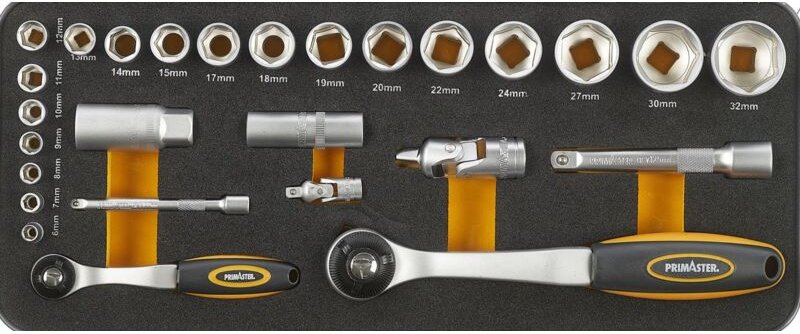 Primaster Mechaniker-Steckschlüssel-Set 27tlg. Drehmomentschlüssel Ratschen