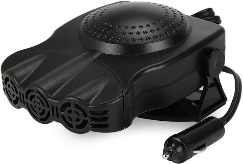 12V Auto Heizlüfter 2 in 1 Tragbarer Ventilator Keramik Heizung Kühler Defroster Demister, Schwarz