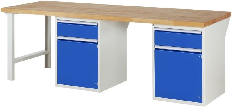 Werkbank 7502A8, B2500xT900xH890mm, 2x Schublade-TA, 2x Tür - RAU