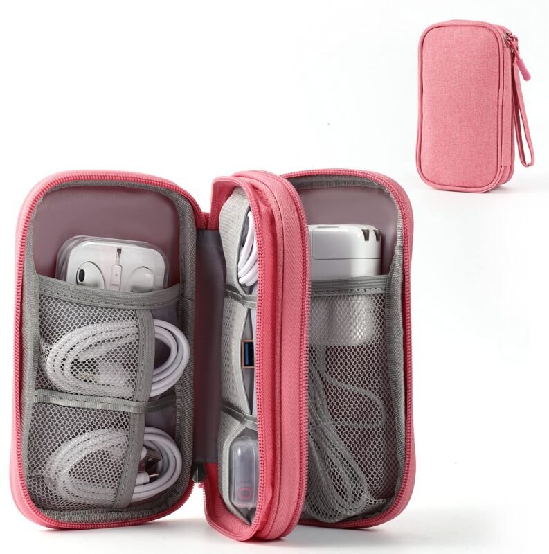 Aufbewahrungstasche für Elektronik, 3 Fächer, Reisetasche für Kabel, tragbare Elektroniktasche