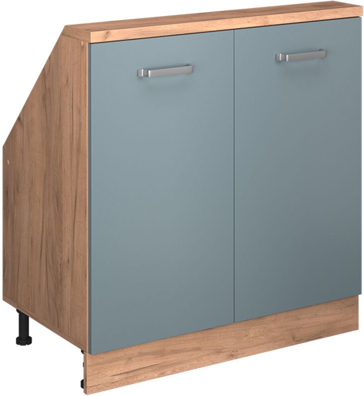 Dachschrägenschrank Rion, Blau-Grau/Goldkraft Eiche, mit 2 Türen, Vicco
