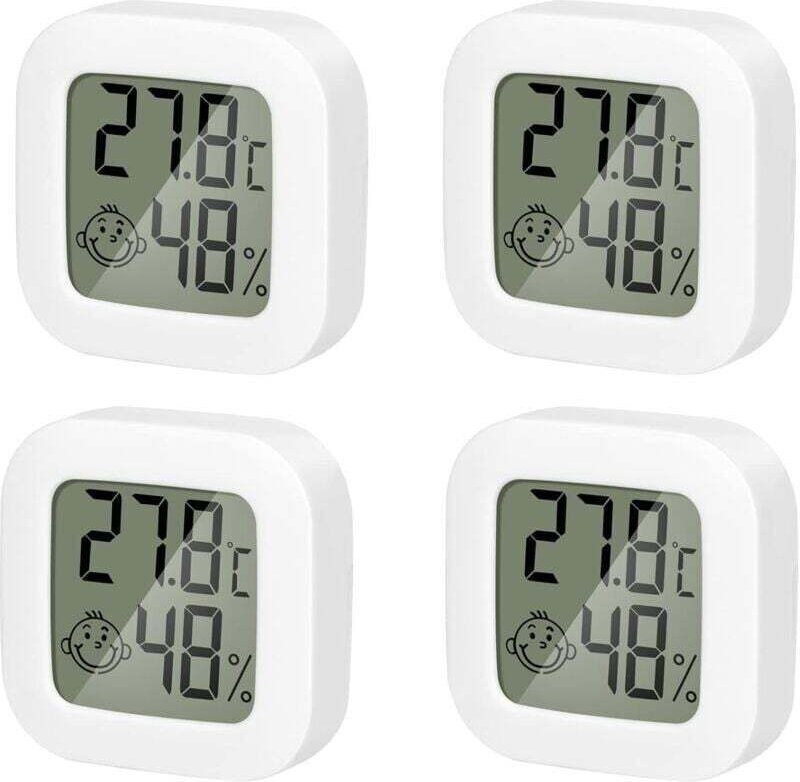 SNQ - 4er-Pack Innenthermometer, Mini-Thermometer, Hygrometer, hochpräziser Temperatur- und Feuchtigkeitsmonitor mit luf...