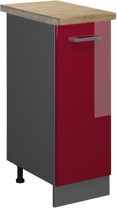 Vicco - Apothekerschrank R-Line, Bordeaux Hochglanz, 30 cm , ap Eiche