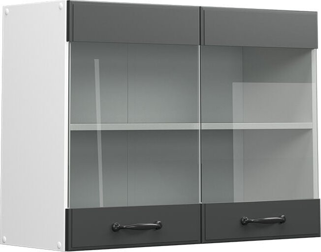Vicco - Küchenglasschrank R-Line, Anthrazit Landhaus, 80 cm