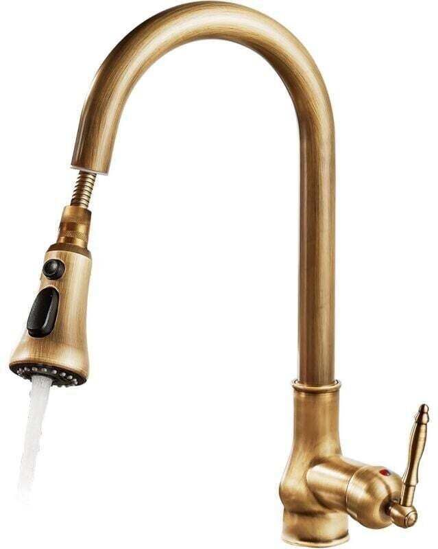 Antik Messing Ausziehbarer Küchenarmatur Einhebelmischer Deckmontage - Ulisem
