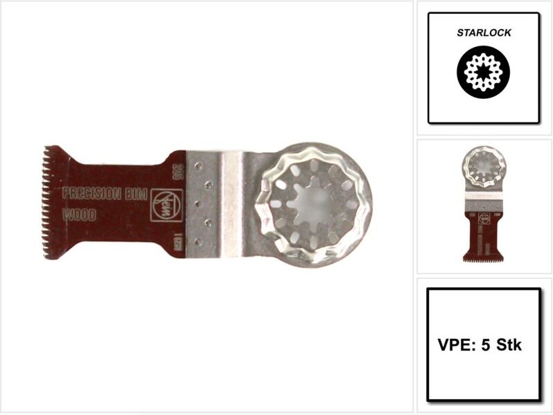 5x E-Cut Precision BIM-Sägeblatt Starlock 35 mm - 63502205230 - Fein