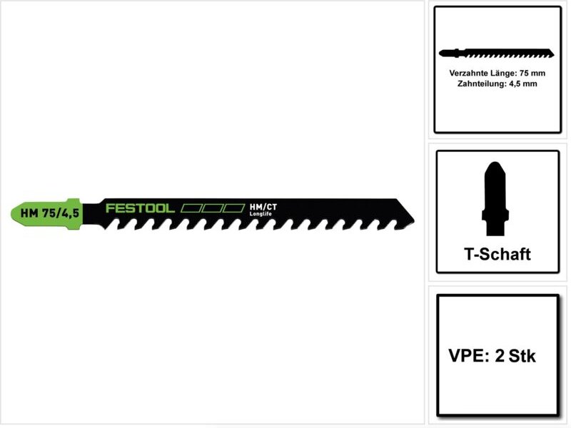 Hm 75/4,5/2 Building Materials Abrasive Materials Stichsägeblatt 75 mm 2 Stk. ( 2x 204343 ) gips- und zementgebundene Sp...
