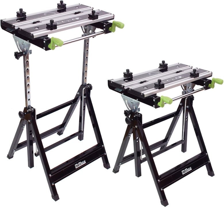2x Werkbank Premium Alu klappbar höhenverstellbar 7 Stufen Werktisch Schnellspanner, bis 90° neigbar