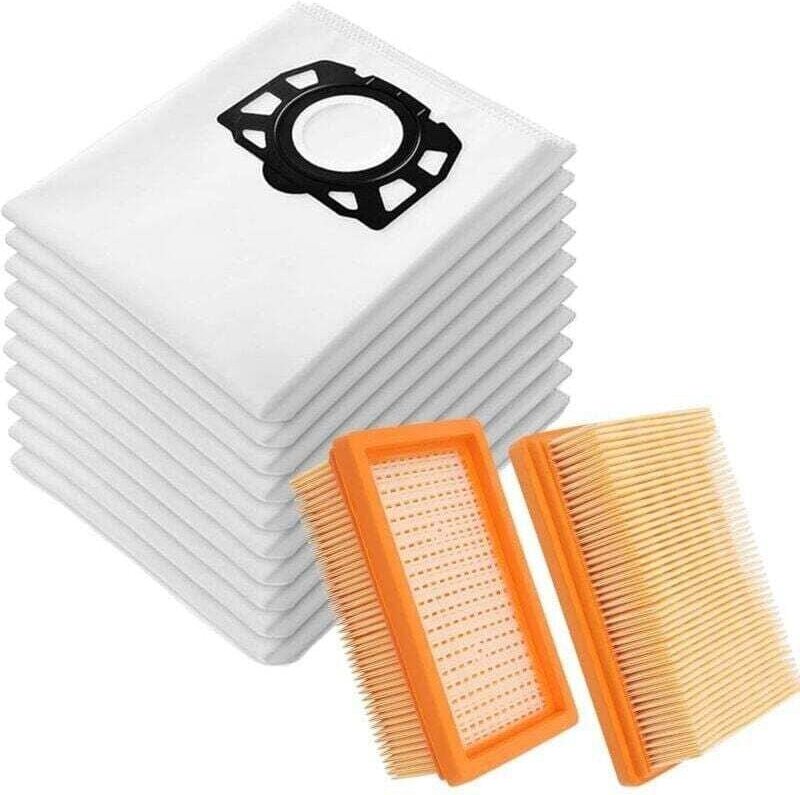 UlisemLot mit 15 Staubsaugerbeuteln KFI 487 2.863-006.0 + 2 Filter KFI 4410 für Staubsauger Kärcher WD4 WD5 WD6 WD5P WD6...