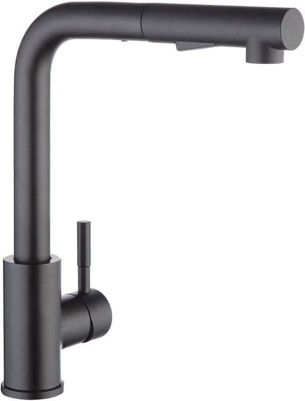 Küchenarmatur mit schwarzer Brause, Küchenarmatur mit herausziehbarer Brause, Küchenarmatur aus gebürstetem Edelstahl 30...
