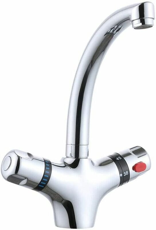 Waschbecken-Wasserhahn, Waschbecken-Wasserhahn, Thermostatmischer, Küchenarmatur, 360° drehbar, Badezimmer-Waschbecken-W...