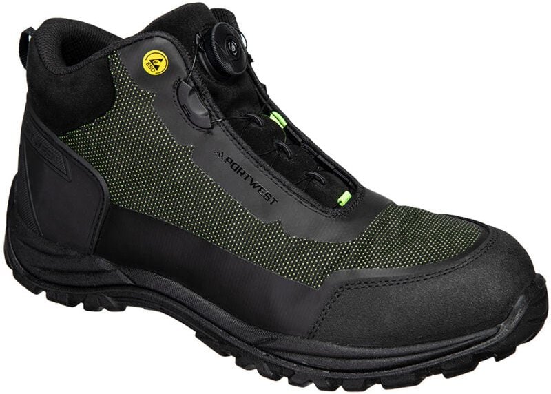 Sicherheitsschuhe halbhöhe Boot S3S ESD SR FO Schwarz/Grün 39