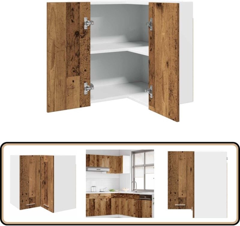 Eck-Hängeschrank Altholz-Optik 57x57x60 cm Holzwerkstoff - Vidaxl