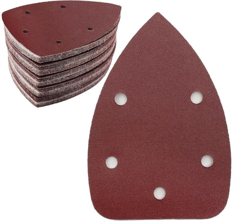 50 Stück Dreieck-Schleifpapierblätter Körnung 180 5 Löcher Selbstklebendes Schleifpapier Delta-Schleifpapier für Dreieck...