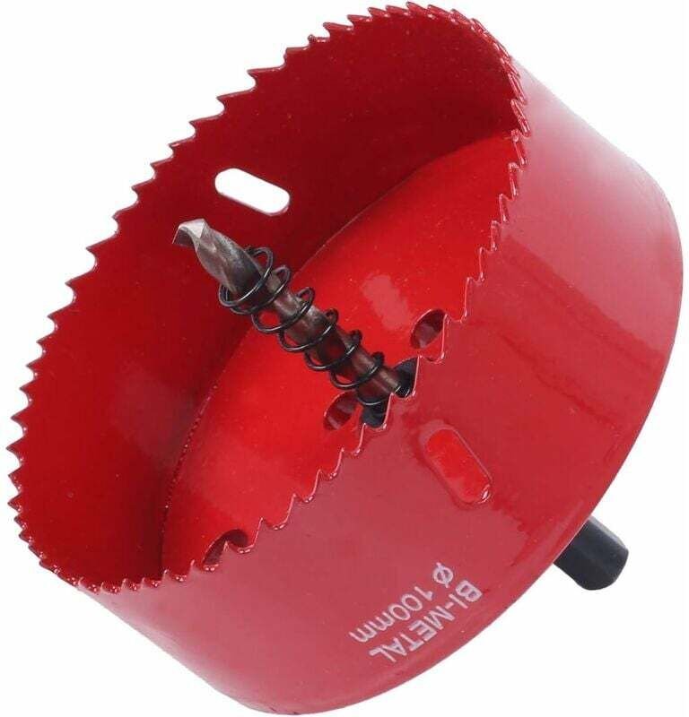 2 Stück Lochsäge, 100 mm, Bi-Metall-Lochsägenbohrer, robuste Lochsäge mit Lochsägendorn für Eisen, Aluminium, Holz, Troc...