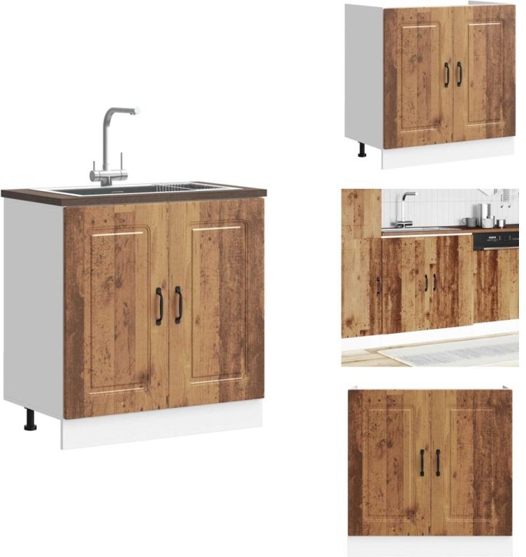 Spülenunterschrank Kalmar Altholz-Optik 80x46x81,5 cm - Spülenunterschrank - Spülenunterschränke - Küchenunterschrank - ...
