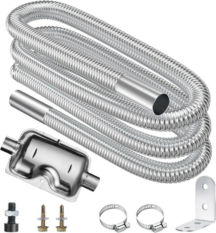 Auspuffrohr der Autoheizung, 300 cm Edelstahl-Standheizungsschlauch mit verbessertem Schalldämpfer, mit 2 Clips für Dies...