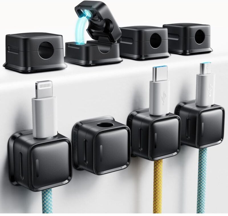 Thumbnail - Kabelclips-Schreibtisch-Organizer, 6er-Pack magnetischer Kabel-Organizer für den Schreibtisch, stark klebender Kabel-Lad...