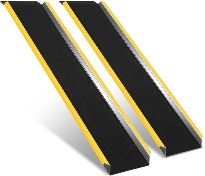 TolleTour 2X Auffahrrampe Rollstuhlrampe mit gelben Warnstreifen Verladerampe Verladeschiene Auto Laderampe für Motorrad...