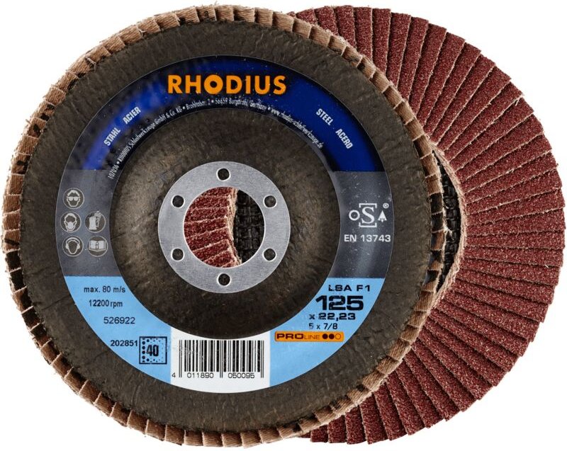 Rhodius - lsa F1, 10 Stück, 115 mm, Korn 80, Fächerschleifscheibe