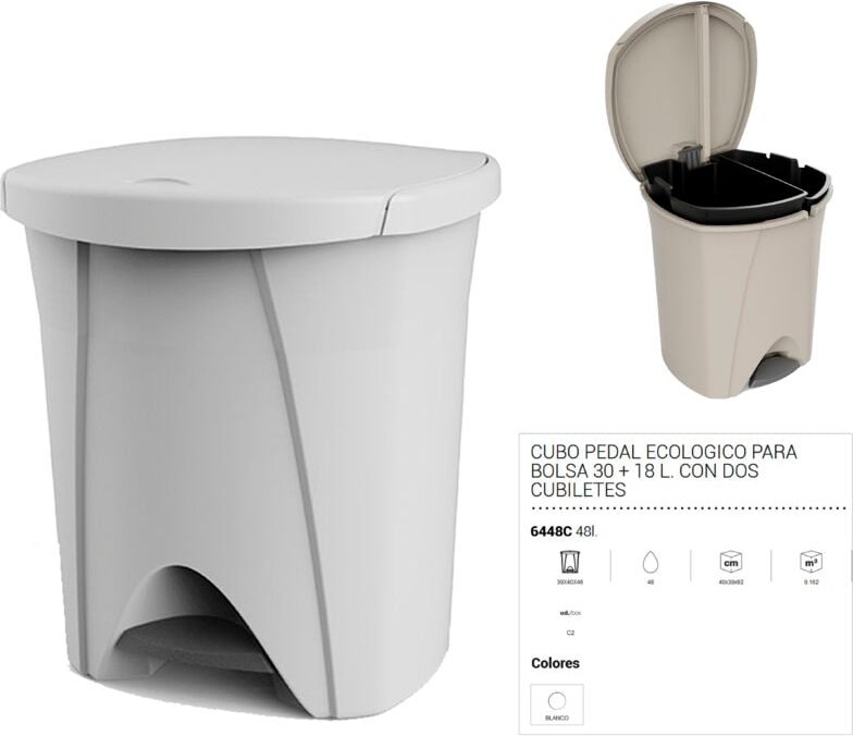 Nature Treteimer 30L+18L weiß 6448C-BLA