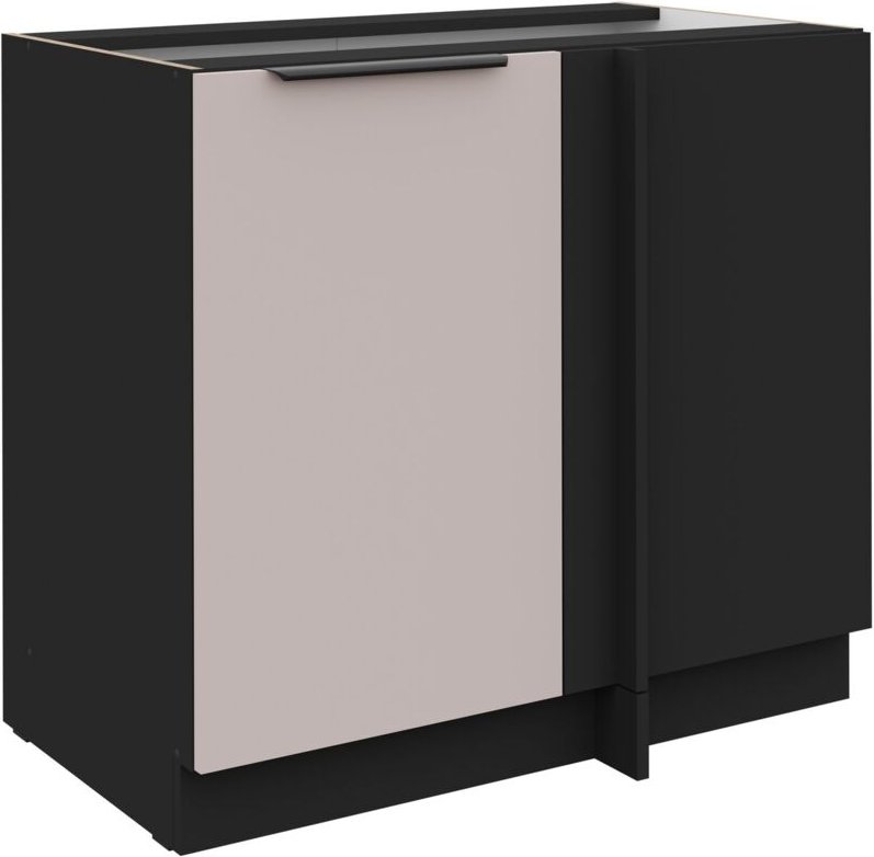 Küchen Preisbombe - Küchen Eckunterschrank 105 cm Küche arona Kaschmir beige matt + Schwarz matt Küchenzeile Küchenblock...